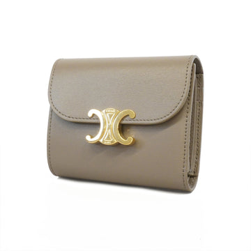 Celine Trifold Wallet Triomphe Women's Leather Wallet (tri-fold) Grayish