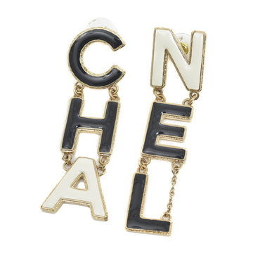 CHANEL logo earrings gold/black/white B22A