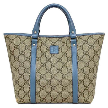 GUCCI Handbag Beige Light Blue GG Supreme 297557 Kids Line PVC Leather  Bear Ladies Children