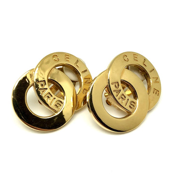 CELINE Circle Earrings Logo Gold Women's Accessories