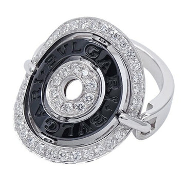 BVLGARI Ring Women's 750WG Black Ceramic Diamond Astrale Cerki White Gold Approximately No. 14