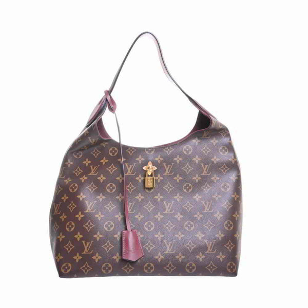 Louis Vuitton Monogram Flower Hobo Shoulder Bag Brown/Bordeaux PVC Lea