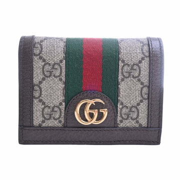 GUCCI Ophidia GG Supreme Card Case Wallet 523155 Beige Brown Ladies