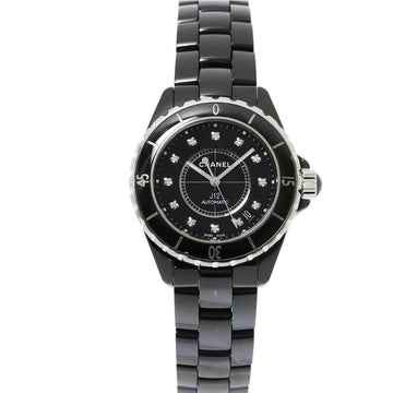 CHANEL J12 38mm H1626 Men's Watch 12P Diamond Black Ceramic Date Automatic Winding