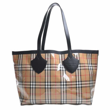 BURBERRY Canvas Vinyl Leather Nova Check Reversible Tote Bag Brown/Black Women's