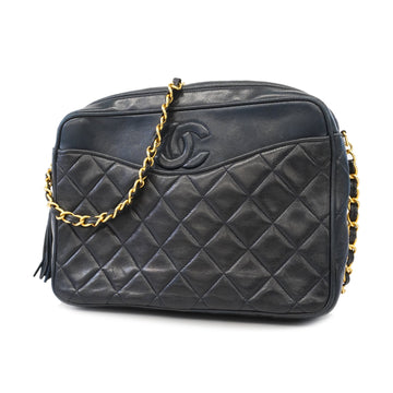 Chanel Matelasse CHAIN SHOULDER BAG WITH FRINGE Women's Leather Shoulder Bag Navy