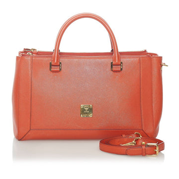 MCM Handbag Shoulder Bag Orange Leather Ladies