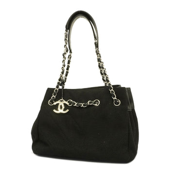 Chanel V Stitch Chain Shoulder Women's Canvas Shoulder Bag Black