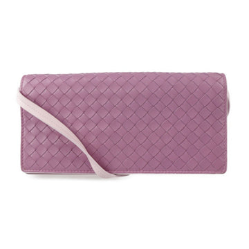 Bottega Veneta Shoulder Wallet Intrecciato Bag 493287 Leather Lavender Pink Crossbody 2WAY Long Bicolor