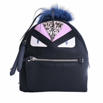 FENDI Nylon Monster Bag Bugs Backpack Rucksack 8BZ038 Black Ladies