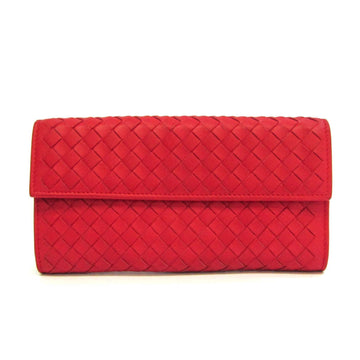 BOTTEGA VENETA Intrecciato 150509 Women's Leather Long Wallet [bi-fold] Red Color