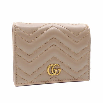 Gucci Bifold Wallet GG Marmont Women's Beige Leather 466492