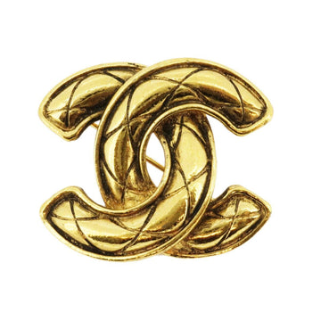 CHANEL brooch here mark matelasse GP plated gold ladies