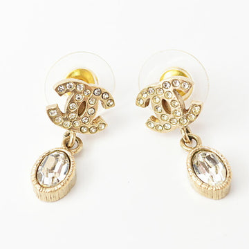 CHANEL Earrings  Coco Mark Rhinestone Gold