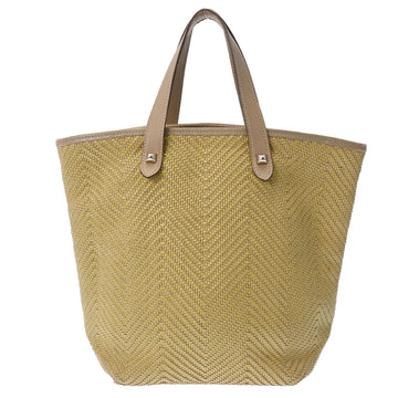 HERMES Hippo Chennai PM Yellow Beige Unisex Leather Tote Bag