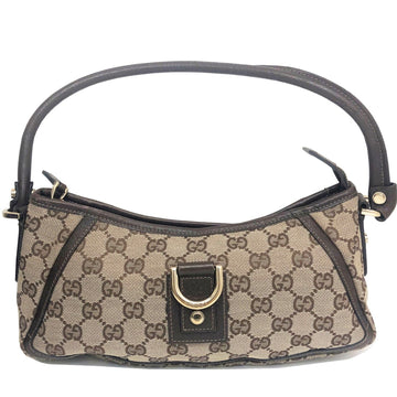 Gucci One Shoulder Handbag 130939 GG Canvas Leather Beige Brown Semi Mini Bag Women's Men's