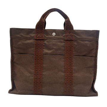 HERMES Aerline Tote MM Canvas Brown Handbag Bag Men's