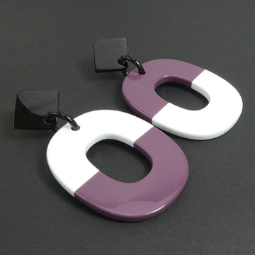 HERMES Earrings Ism Lacquerwood White/Purple/Black Silver Women's