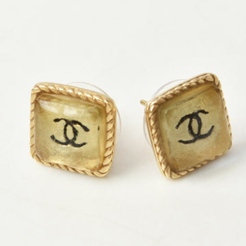 CHANEL Earrings  Square Clear/Gold CC/Cocomark