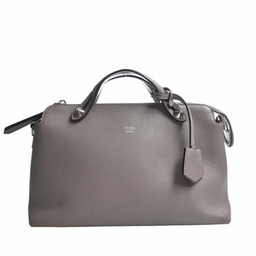 FENDI Leather Visible Medium Handbag 8BL124 Greige Women's
