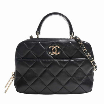 CHANEL Lambskin Matelasse Cocomark Handbag - Black