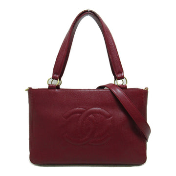 CHANEL 2way tote bag Red Caviar Skin [Grained Calf]