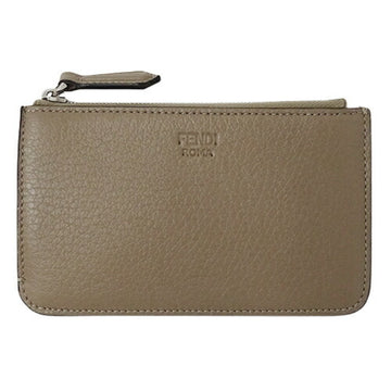 FENDI Key Case Women's Peekaboo Leather Greige 8AP161 Coin Card Fragment Wallet