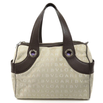 Bvlgari Logo Mania Tote Bag Canvas Leather Ladies