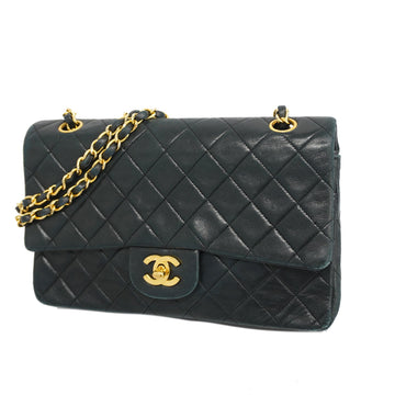 Chanel Matelasse W Flap W Chain Women's Leather Shoulder Bag Black