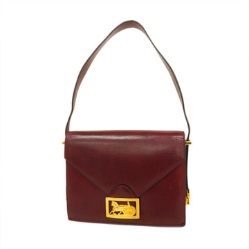 CELINE Shoulder Bag Carriage Hardware Leather Bordeaux Gold Women's