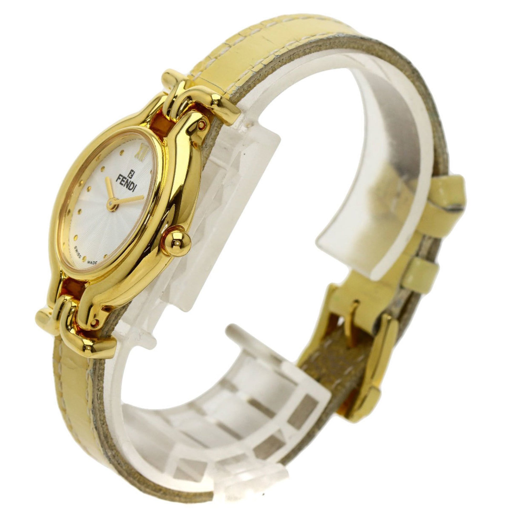 Pre-Owned FENDI Change belt Wrist Watch Wrist Watch 640L Quartz Silver Gold  Plated Leather belt 640L (Good) 