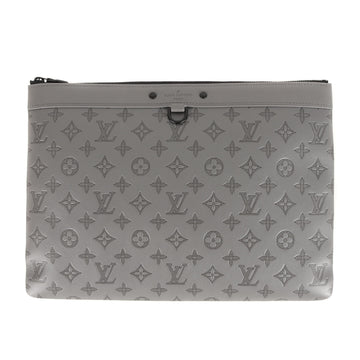 LOUIS VUITTON Monogram Shadow Pochette Discovery GM M81385 Bag Clutch Document Second A4 Size Gray Made in Spain