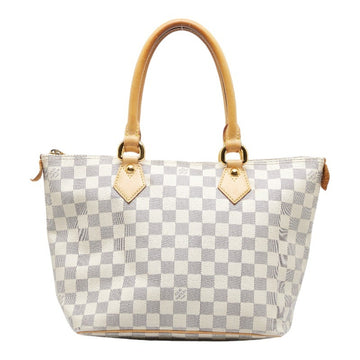 LOUIS VUITTON Damier Azur Saleya PM Handbag Tote Bag N51186 White PVC Leather Ladies