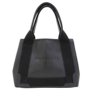 BALENCIAGA Leather Navy Cabas XS Handbag 390346 Black