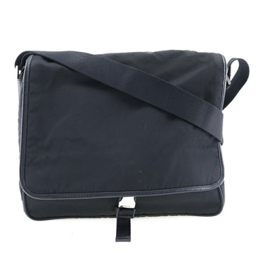 PRADA Messenger Bag Shoulder Logo Plate Nylon Made in Italy Black Crossbody A4 Flap bag Unisex
