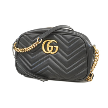 Gucci GGmarmont 447632 Women's Leather Shoulder Bag Black