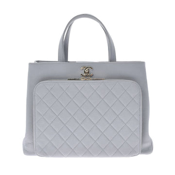 Chanel matelasse gray ladies caviar skin handbag