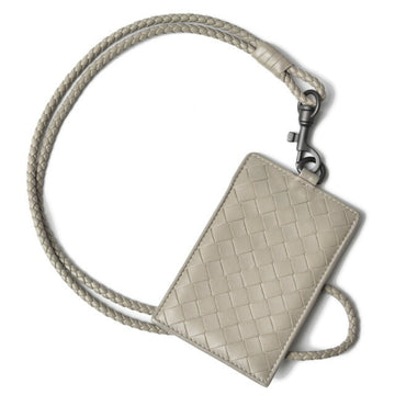 BOTTEGA VENETA neck strap pass case ID holder 2 piece set  intrecciato nappa light gray