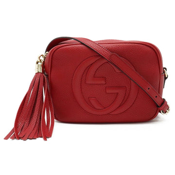 GUCCI Soho Small Disco Tassel Shoulder Bag Pochette Leather Red 308364