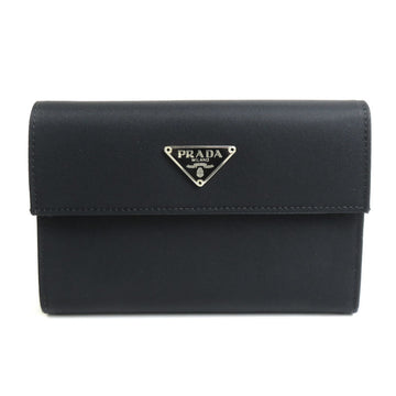 PRADA trifold wallet nylon black silver unisex