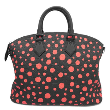 LOUIS VUITTON x YK Lockit M21676 Handbag Shoulder Bag Boston Black Red Taurillon Leather Women's Polka Dot