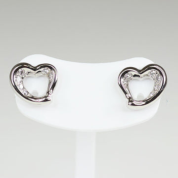 TIFFANY Elsa Peretti Open Heart Earrings Diamond Platinum Pt950 Finished