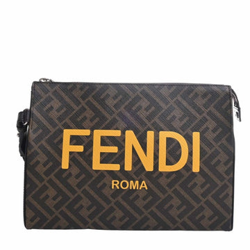 FENDI FF Fabric Clutch Bag Second 7VA564 Brown Ladies