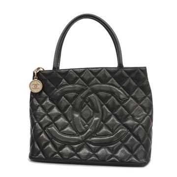 CHANELAuth  Reprint Tote Women's Caviar Leather Tote Bag Black