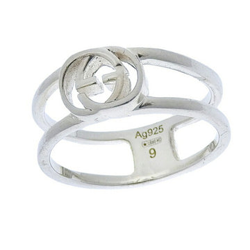 GUCCI SV925 Interlocking G Open Band Ring #9 - Silver Size 7.5