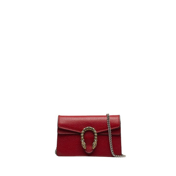 GUCCI Dionysus Super Chain Shoulder Bag 476432 Red Leather Women's