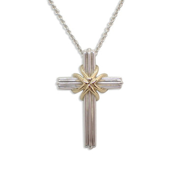TIFFANY K18 925 cross pendant necklace