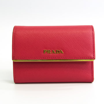 PRADA Women's Saffiano Leather Bill Wallet [tri-fold] Pink