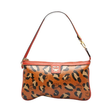 MCM Visetos Glam Leopard Handbag Brown Orange Multicolor Leather Women's
