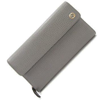 GUCCI Round Long Wallet Interlocking G 449397 Gray Leather GG Men's Women's